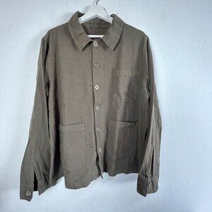 CP Shades Womens Olive Green Cotton Button-Up Casual Jacket Large New